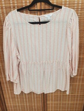 Time & Tru Pink Wrap Blouse Size XL